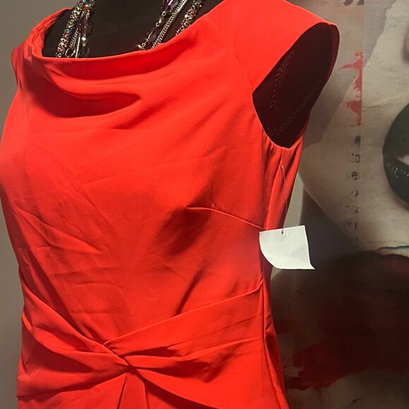 RALPH LAUREN BRIGHT ORANGE-CORAL MID LENGTH DRESS - Picture 8 of 10